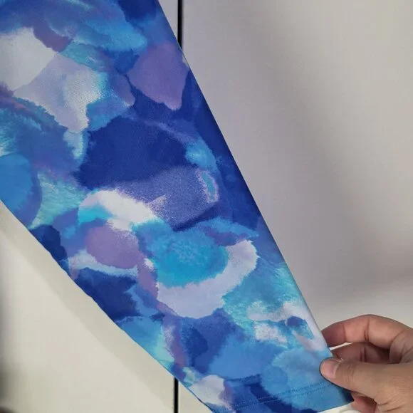 LOGO Lori Goldstein Womens 2XL Abstract Mesh Sheer Button Up Blouse Blue Purple - Picture 3 of 7